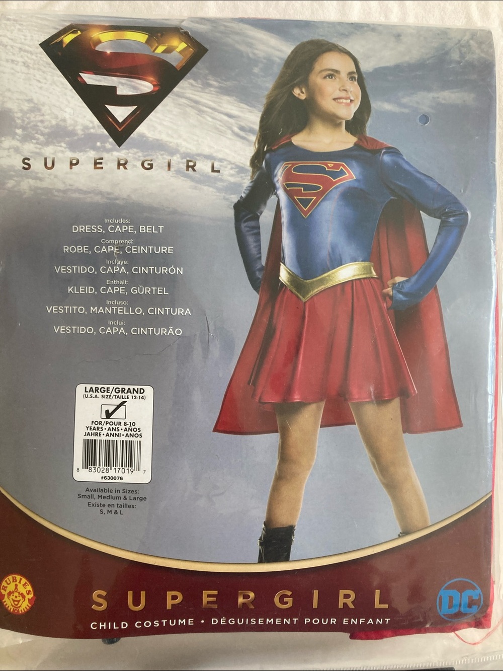 RUBIE’S Supergirl Costume - Blue, Red & Gold Dress with Cape